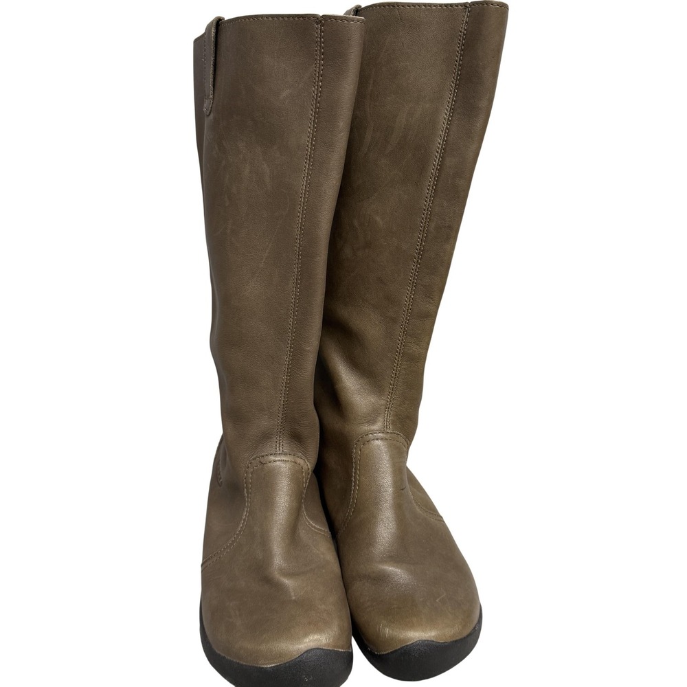 Keen Boots Womens Size 8.5 Brown Leather Knee High Riding Pull On 53025-SLBK